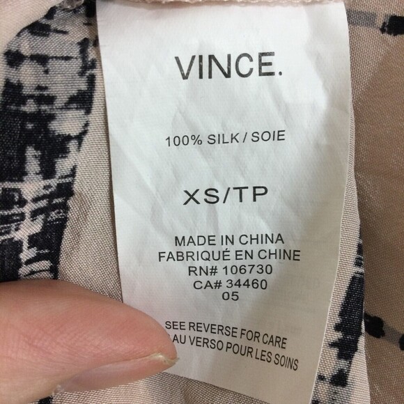 Vince Womens Silk Spaghetti Strap Abstract Stripe V-Neck Top Pink Black Size XS - Picture 4 of 5